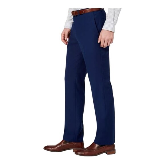 Kenneth Cole Reaction Men’s Slim Fit Dress Pants 37/32 Blue Navy Solid NWT - Picture 2 of 7